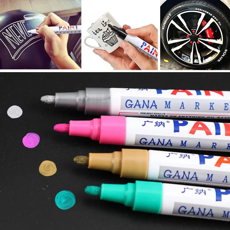 Tee Height Marker - 12สีถาวร Marker ปากกาสำหรับ CD รถยนต์รถจักรยานยนต์ยางกันน้ำ3.0มม.1ชิ้น
