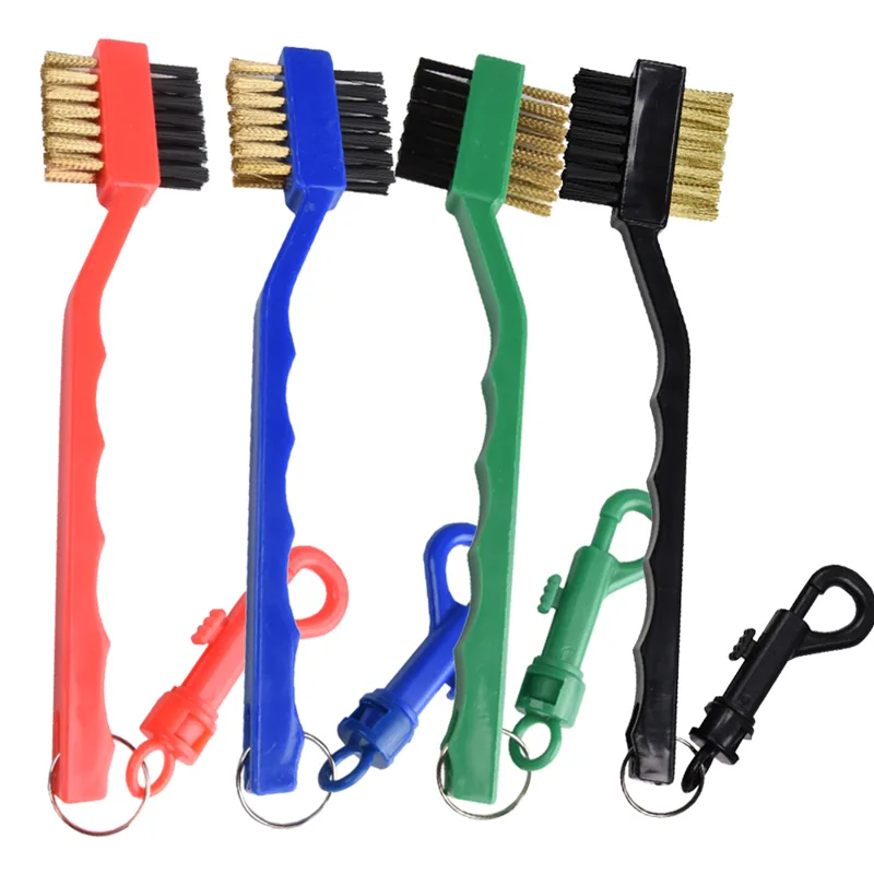 Golf Equipment Cheap - แปรงทำความสะอาดไม้กอล์ฟ ดีไซน์สองด้าน พร้อมตะขอพกพา น้ำหนักเบา พกพาสะดวก อุปกรณ์ทำความสะอาดไม้กอล์ฟแบบสองหัว