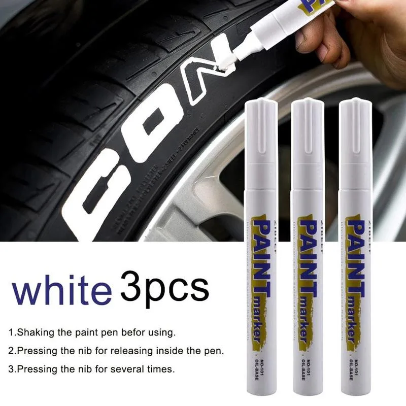 Tee Height Marker - 3ชิ้นสีขาวปากกาทาสีมาร์กเกอร์กันน้ำยางรถยนต์น้ำมัน set pulpen ปากกาทาสีแห้งเร็วและถาวร