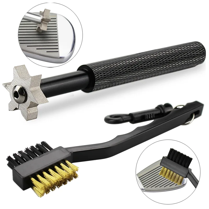 Golf Equipment Cheap - ชุดแปรงทำความสะอาดไม้กอล์ฟ 2 ชิ้น/ชุด พร้อมอุปกรณ์ลับคมและทำร่องไม้กอล์ฟ สำหรับไม้พัตเตอร์ ไม้เวดจ์