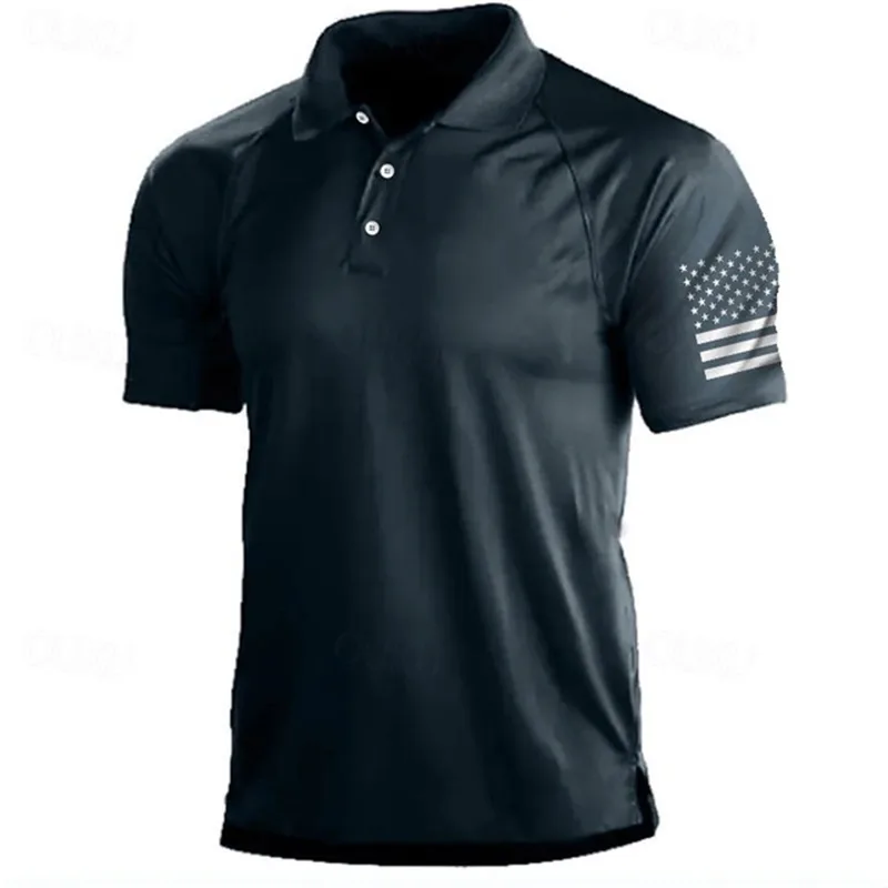Golf Equipment Cheap - 3D พิมพ์ USA Flag รูปแบบเสื้อโปโลผู้ชาย Vintage
