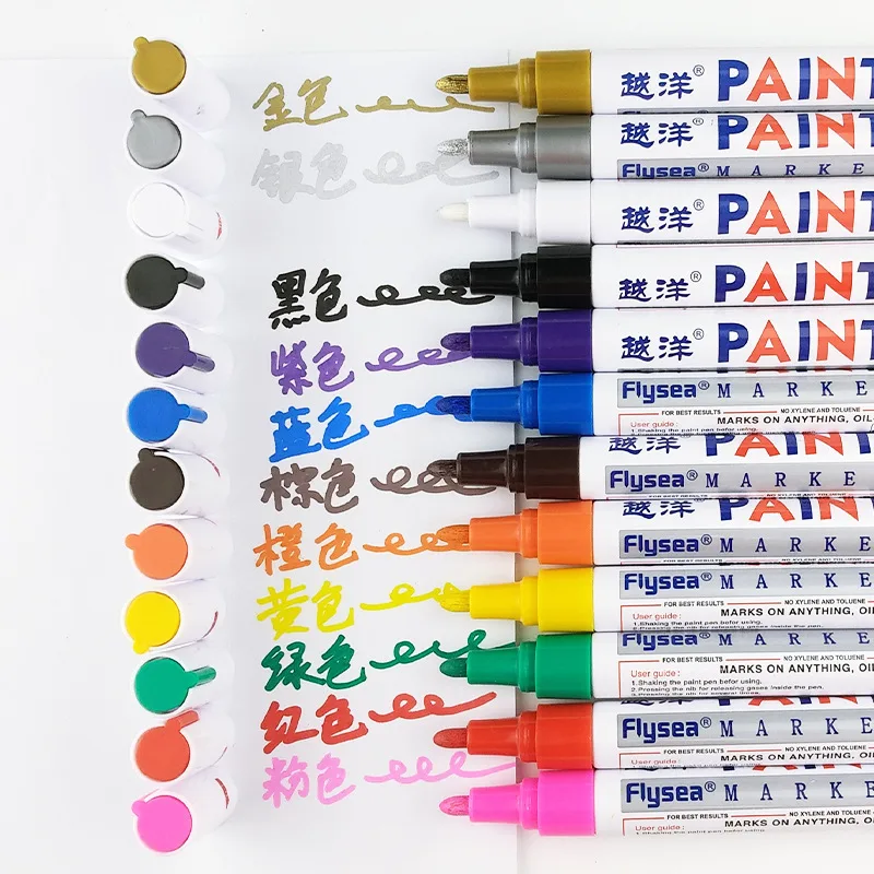 Tee Height Marker - 12 สีสีขาวยางกันน้ําถาวร MARKER ปากกายางรถยางสิ่งแวดล้อมยางภาพวาดปากกาเน้นข้อความ