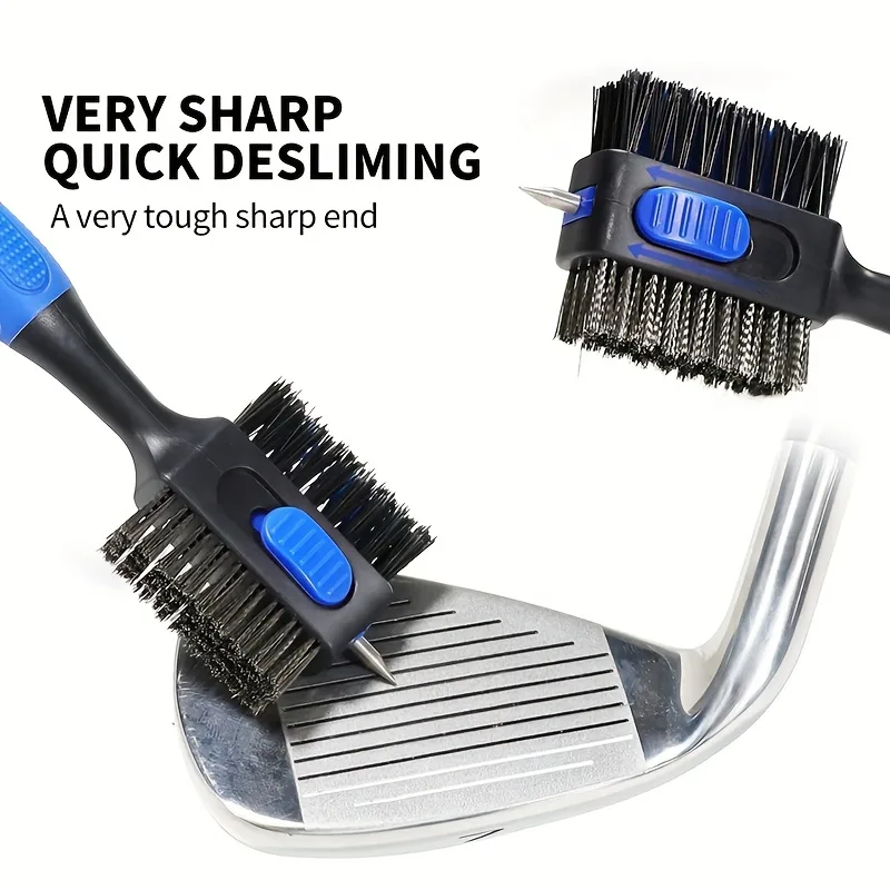 Golf Equipment Cheap - แปรงทำความสะอาดไม้กอล์ฟแบบสองด้าน พร้อมที่เก็บแปรงในตัว แปรงลวดและไนลอน 2-in-1 สำหรับเหล็ก ไดรเวอร์