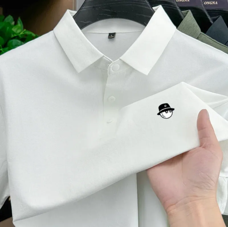 Golf Equipment Cheap - เสื้อโปโลกอล์ฟแขนสั้นสำหรับผู้ชายคุณภาพสูง เสื้อยืดลำลองสำหรับเล่นกีฬาในฤดูร้อน สีพื้น มีปก ระบายอากาศได้ดี เหมาะสำหรับใส่ทำงาน