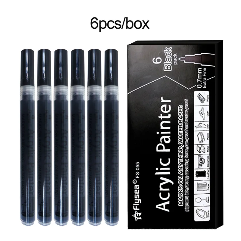 6 ชิ้น/เซ็ตสีดําปากกาสีอะคริลิ - Tee Height Marker บทวิจารณ์และราคา